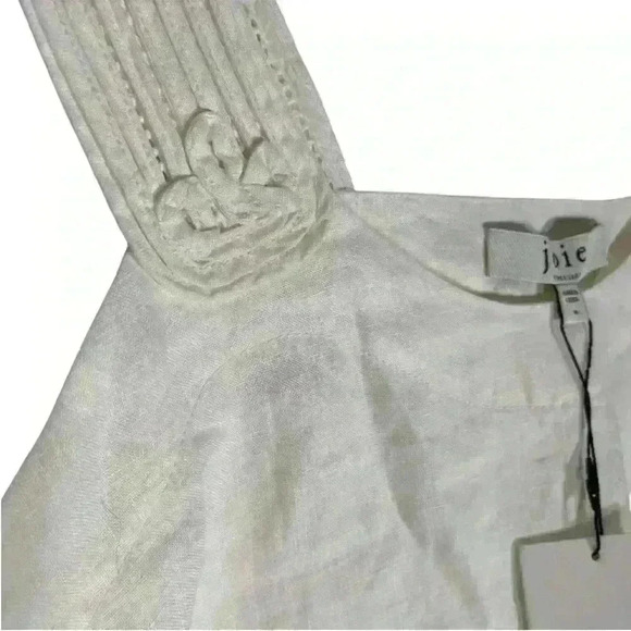 Joie Women's Paisley Linen beach resort vacation summer Top in Porcelain - Picture 7 of 11